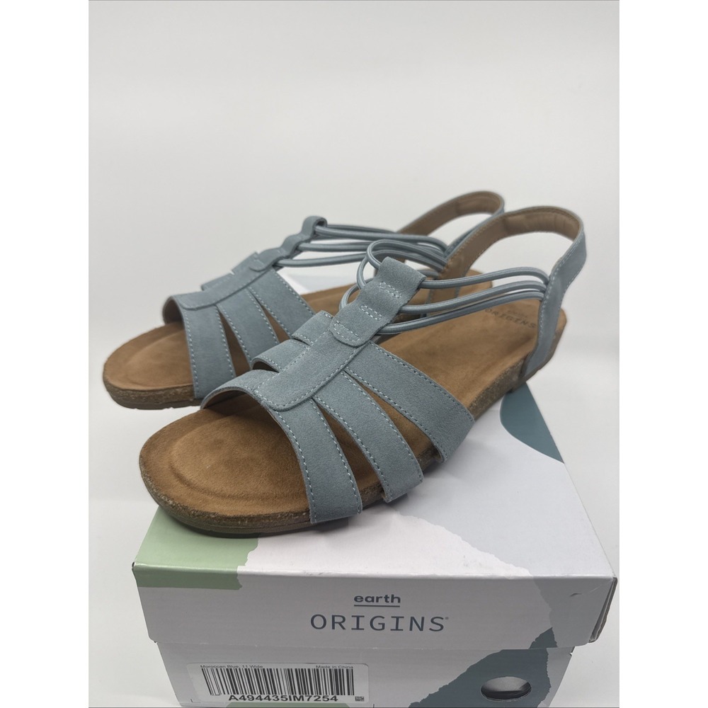 Earth Origins Womens Moroccan Blue Comfort Sandal Size 11W Strappy Travel New